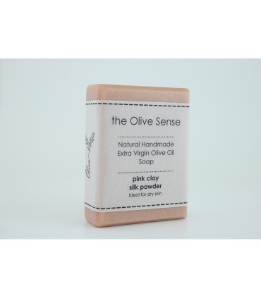 TheOliveSense Χειροποίητο Σαπούνι - Ροζ άργιλος & μετάξι, 100g