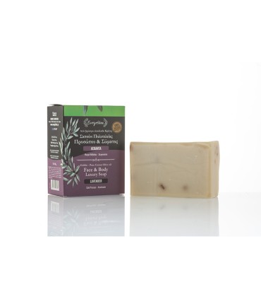 Evergetikon Σαπούνι προσώπου & σώματος απο βρώσιμο ελαιόλαδο Κρήτης με Λεβάντα, 120g